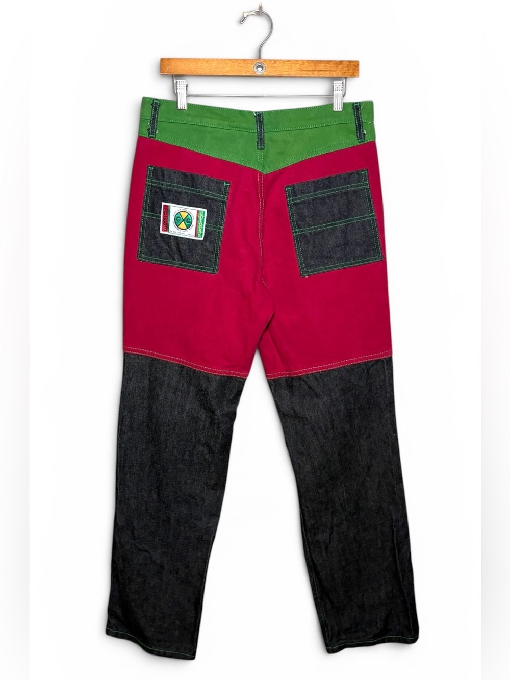 Vintage Cross Colours Color Block Ya Dig Denim Jeans Pants Hip Hop